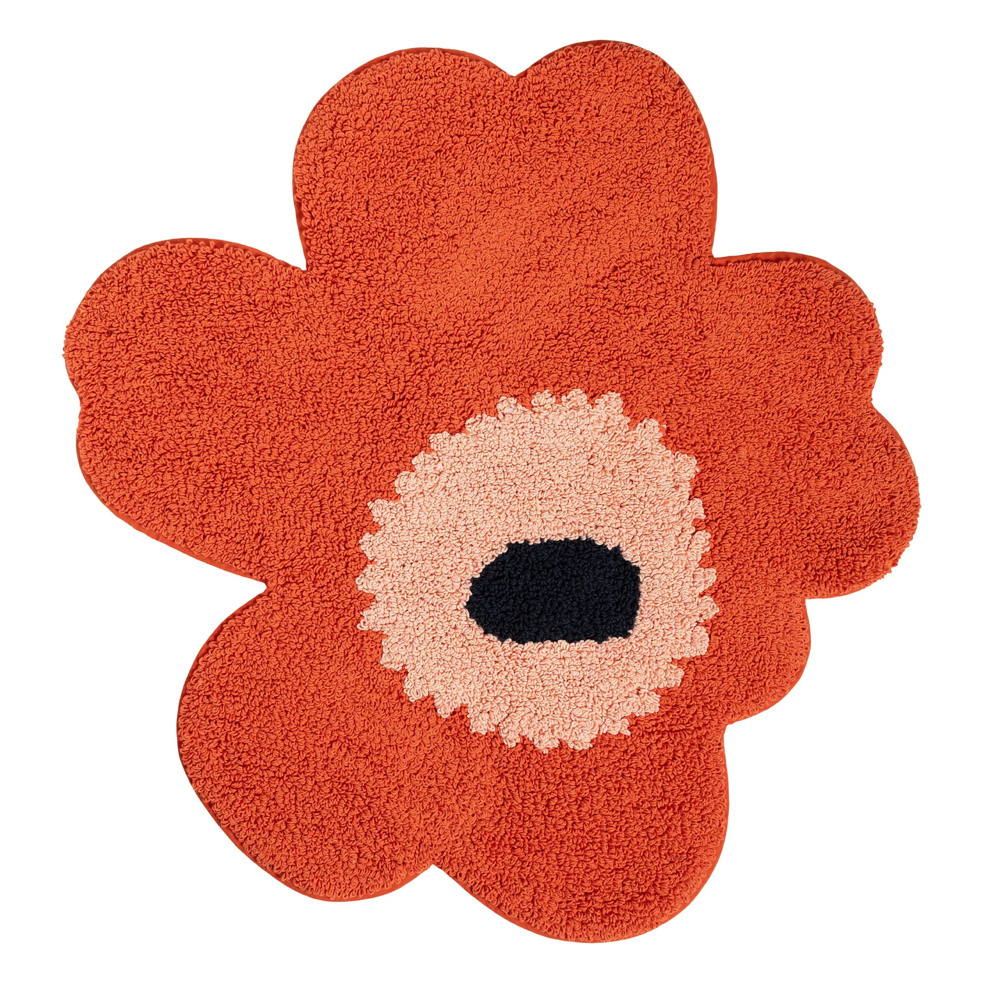 Unikko bathroom mat, orange red-powder-charcoal