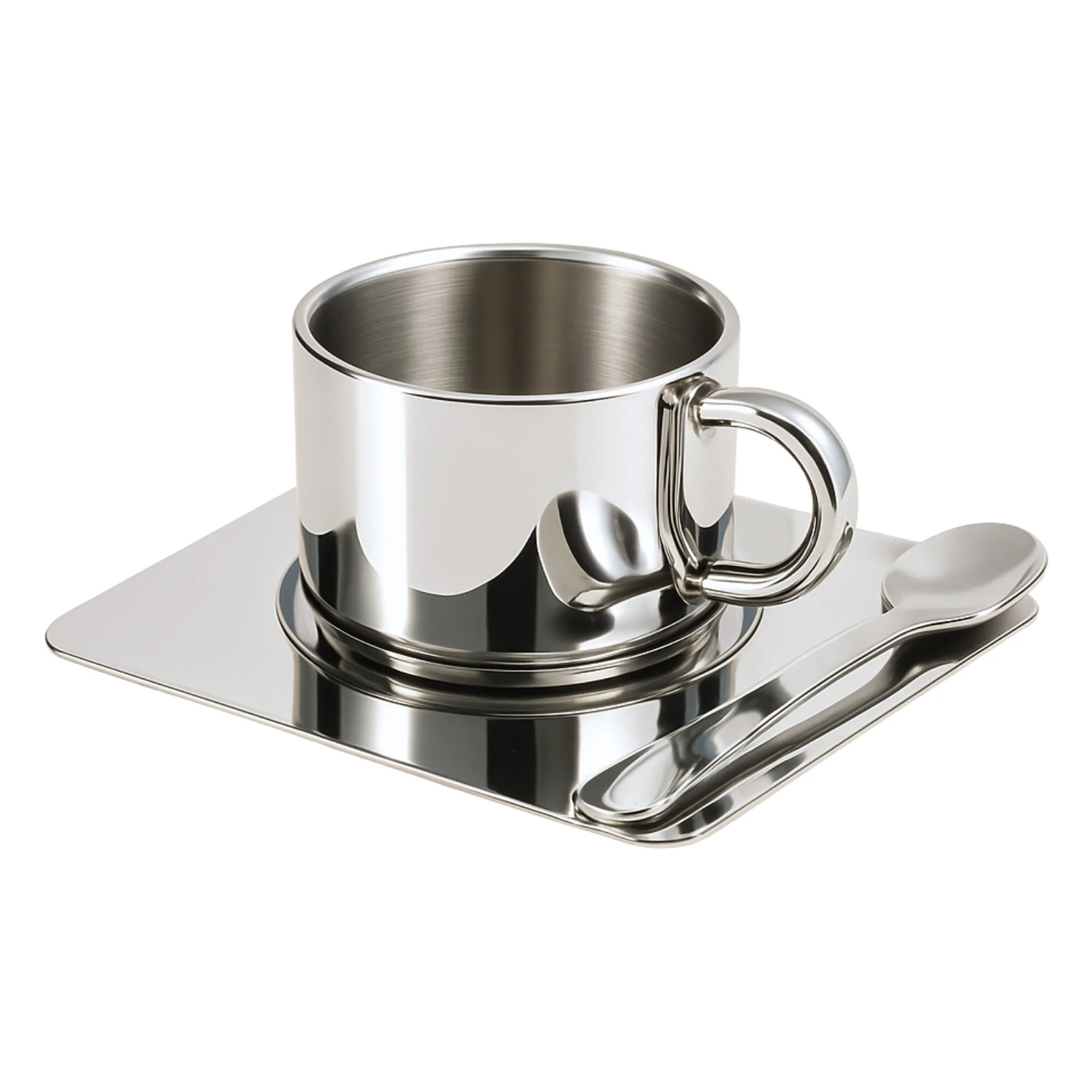 Steel Cup Trio coffee cup set, polished stainless steel